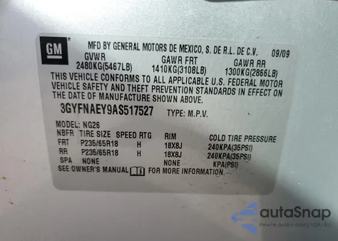 2010 Cadillac Srx Luxury Collection z USA, uszkodzony, nr VIN 3GYFNAEY9AS517527